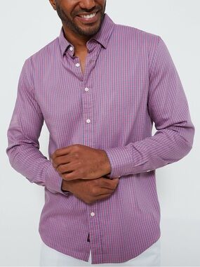 Faherty The Movement Summer Rose Pink Plaid Button Up Shirt Mens Size L
